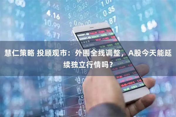 慧仁策略 投顾观市:外围全线调整,A股今天能延续独立行情吗?