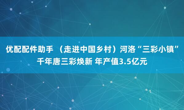 优配配件助手 (走进中国乡村)河洛“三彩小镇”千年唐三彩焕新 年产值3.5亿元