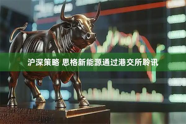 沪深策略 思格新能源通过港交所聆讯